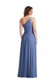 One Shoulder Full Length Maxi Formal Bridesmaid Dress with Flirty Slit Essex