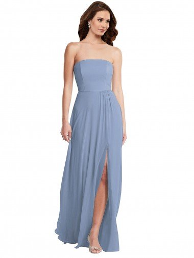 Strapless A-Line Maxi Bridesmaid Dress with Front Slit Essex