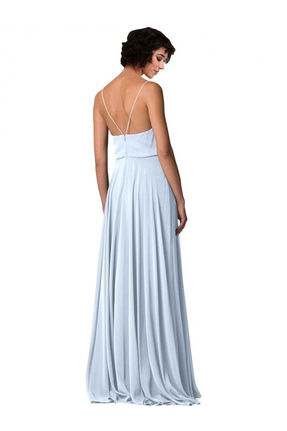 V-Neck Blouson Waist Long Chiffon Bridesmaid Dress with Straps Essex