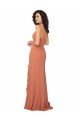 Chiffon Square Neck Bridesmaid Dress with Ruffled Skirt Slit Essex