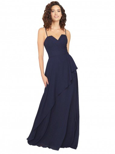 Ruffled Skirt Low Back Long Chiffon Bridesmaid Dress Essex