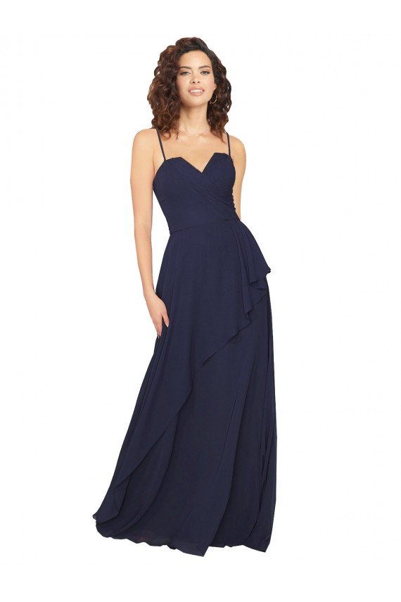 Ruffled Skirt Low Back Long Chiffon Bridesmaid Dress Essex
