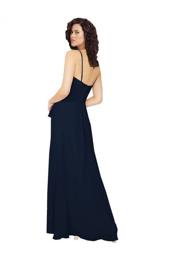 Ruffled Skirt Low Back Long Chiffon Bridesmaid Dress Essex