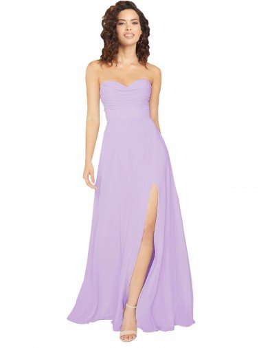 Draped Sweetheart Long Chiffon Bridesmaid Dress with Front Slit Essex