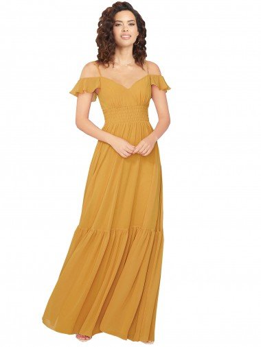 Ruched Keyhole Back Boho Chiffon Bridesmaid Dress Essex