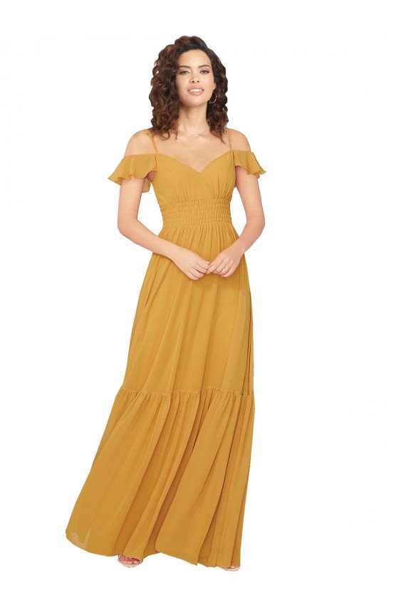 Ruched Keyhole Back Boho Chiffon Bridesmaid Dress Essex
