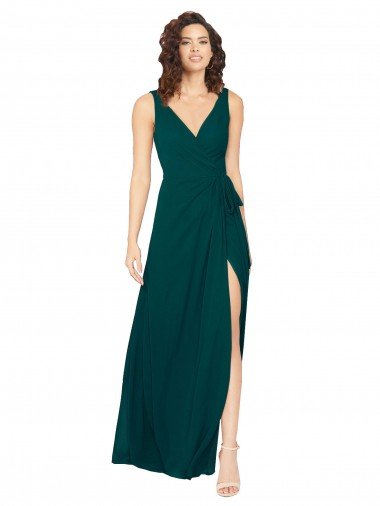 V-Neck Chiffon Bridesmaid Dress with Front Skirt Slit Essex