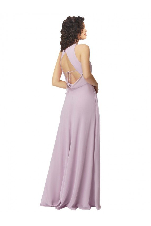 High-Halter Chiffon Bridesmaid Dress with Keyhole Cowl Back Essex