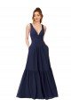 Floor Length Deep V-Neck Ruched Chiffon Long Bridesmaid Dress Essex
