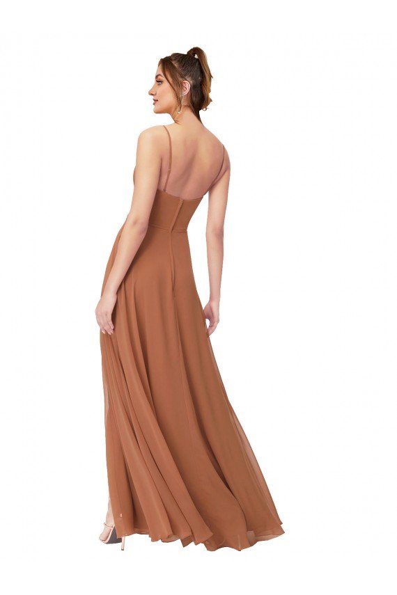 Cowl Neck Chiffon Bridesmaid Dress with Front Slit Essex
