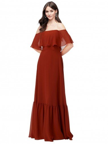 Off the Shoulder Ruffle Chiffon Bridesmaid Dress Essex