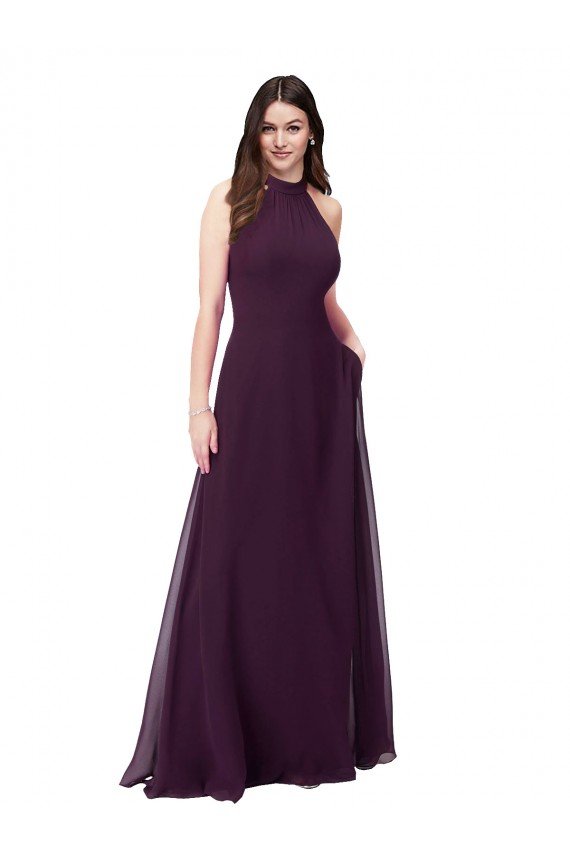 Chiffon High-Halter Bridesmaids Dress with Keyhole Back Essex