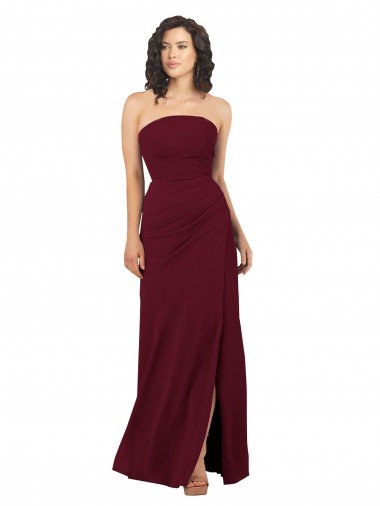 Simple Strapless Chiffon Bridesmaid Dress with Rounded Neckline Essex
