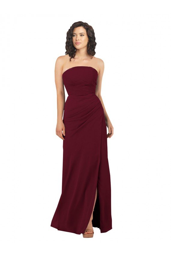 Simple Strapless Chiffon Bridesmaid Dress with Rounded Neckline Essex