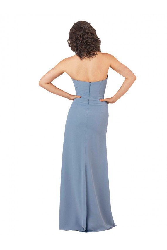 Simple Strapless Chiffon Bridesmaid Dress with Rounded Neckline Essex