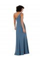 One Shoulder Chiffon Formal Bridesmaid Dress with Skirt Slit and Accent Strap Essex