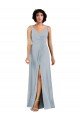 V-Neckline Wrapped Chiffon Bridesmaid Dress with Skirt Slit Essex