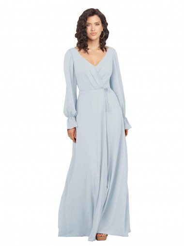 Long Sleeve Chiffon Bridesmaid Dress with Bow Detail Essex