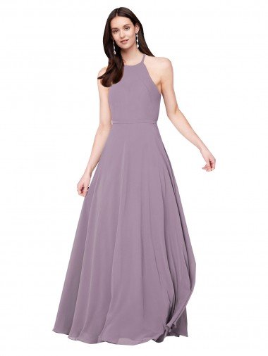 Floor Length Long Chiffon Bridesmaid Dress with Double Bow Feature Essex