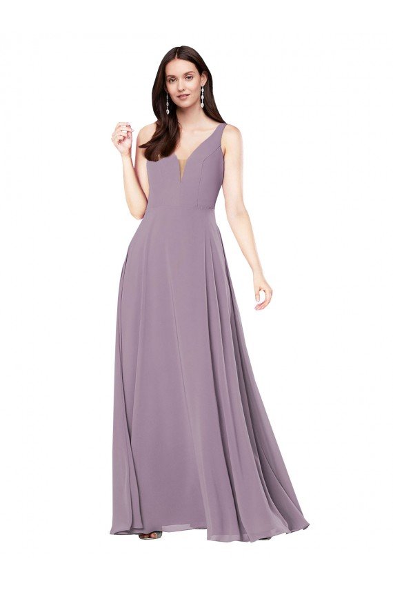 Long Chiffon Formal Bridesmaid Dress with Open Back Essex
