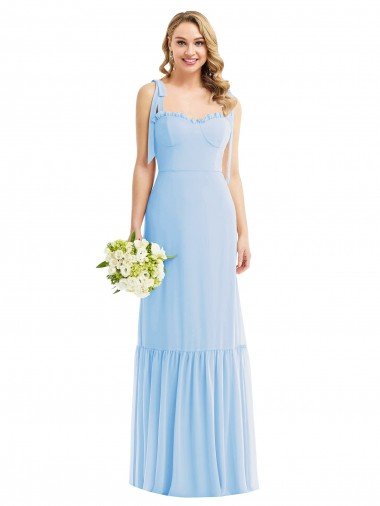 Tie Shoulder Bustier Bodice Ruffle Hem Maxi Bridesmaid Dress Essex