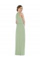High Neck Scarf Tie Blouson Bodice Maxi Bridesmaid Dress with Front Slit Essex