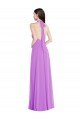 Halter Backless Maxi Formal Bridesmaid Dress with Button Ruffle Placket Essex