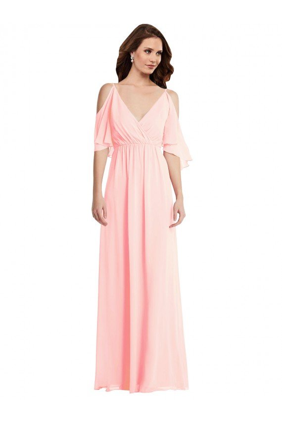 Cold Shoulder Draped Wrap Maxi Bridesmaid Dress Essex