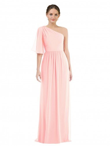 One Shoulder Bell Sleeves Chiffon Maxi Bridesmaid Dress Essex