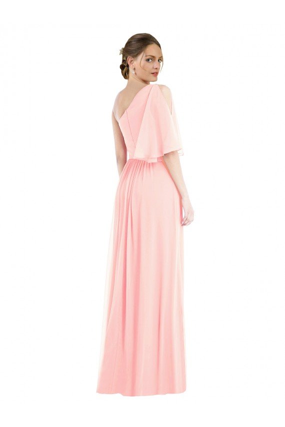 One Shoulder Bell Sleeves Chiffon Maxi Bridesmaid Dress Essex