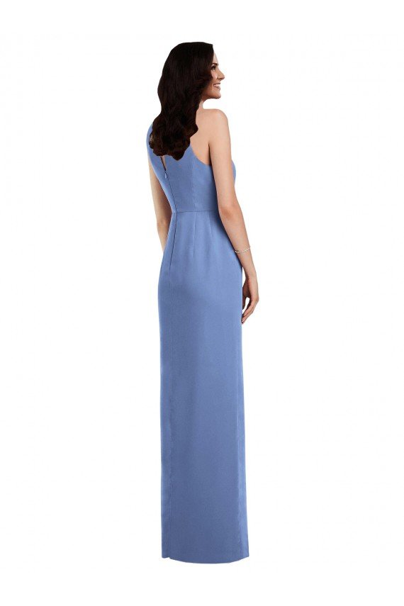 Sleeveless Chiffon Bridesmaid Dress with Draped Front Slit Essex