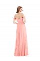Off the Shoulder Ruffle Cuff Sleeve Chiffon Maxi Bridesmaid Dress Essex
