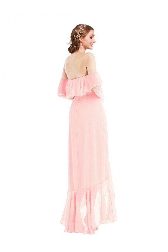 Off the Shoulder Ruffled High Low Maxi Bridesmaid Dress Essex