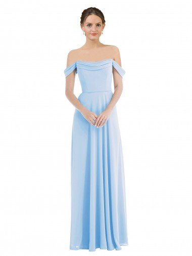Off the Shoulder Draped Neckline Maxi Formal Bridesmaid Dress Essex