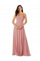 Twist-Knot V-Neck Long Chiffon Bridesmaid Dress with Pockets Essex