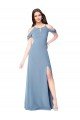 High Neck Chiffon Bridesmaid Dress with Draped Sleeves Essex