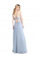 Halter Neck Long Chiffon Bridesmaid Dress with Strappy Back and Daring Side Slit Essex