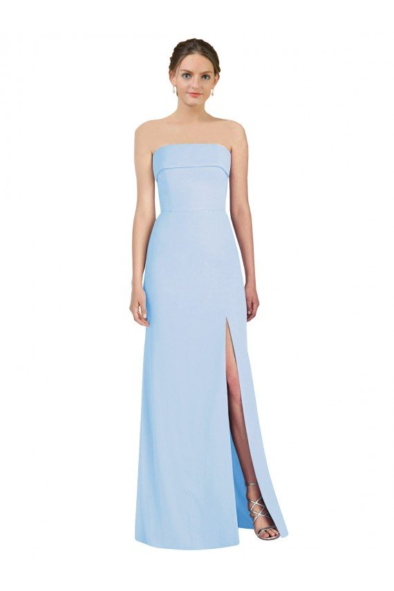 Strapless Trumpet Chiffon Formal Bridesmaid Dress with Thigh high Slit Essex