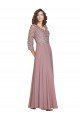 Hand-Beaded Bodice V-Neckline Long Sleeves Chiffon Bridesmaid Dress / Prom Dress Essex