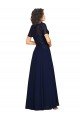 Short Sleeves A-Line Long Chiffon Bridesmaid Dress / Prom Dress with Beaded Bodice Essex