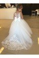 Champagne Ball Gown Sweetheart Chapel Train Sleeveless Flower Girl Dress Essex