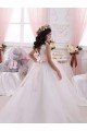 Ivory Ball Gown Bateau Chapel Train Sleeveless Flower Girl Dress Essex