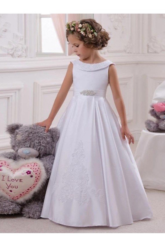Ivory Ball Gown Bateau Floor Length Flower Girl Dress Essex