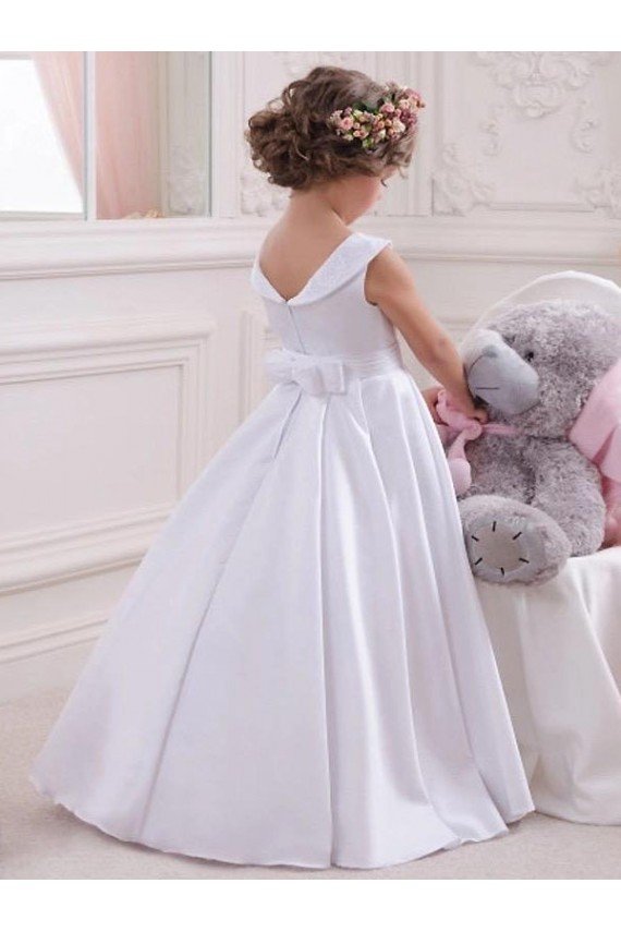 Ivory Ball Gown Bateau Floor Length Flower Girl Dress Essex