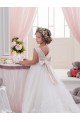Ivory Ball Gown Bateau Neck Chapel Train V-Back Flower Girl Dress Essex