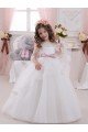 Ivory Ball Gown Bateau Neck Long Chapel Train Sleeveless Flower Girl Dress Essex