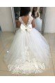 Ivory Ball Gown Chapel Train Sleeveless Flower Girl Dress Essex