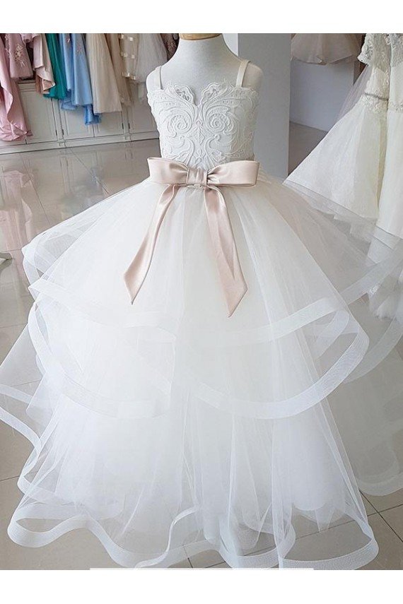 Ivory Ball Gown High Neck Floor Length Flower Girl Dress Essex