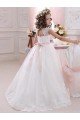Ivory Ball Gown High Neck Floor Length Keyhole Back Flower Girl Dress Essex