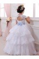 Ivory Ball Gown Sweetheart Chapel Train Cap Sleeve Flower Girl Dress Essex